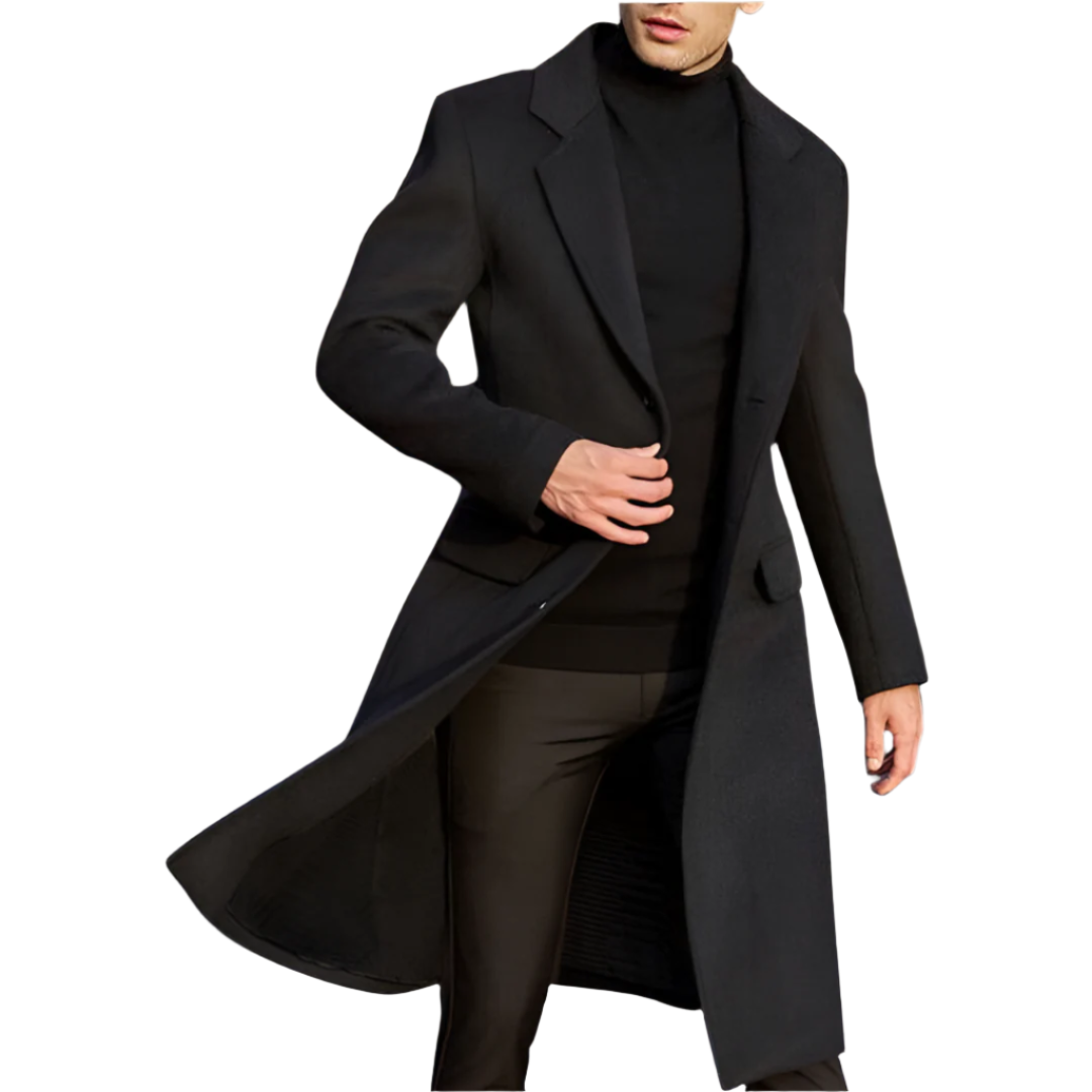 Elegant Long Wool Overcoat for Men