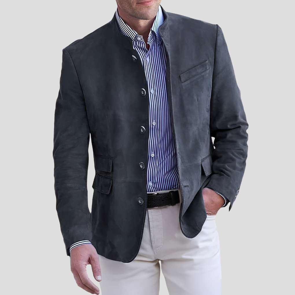 Davy | Men's Mandarin Collar Blazer with Button Front