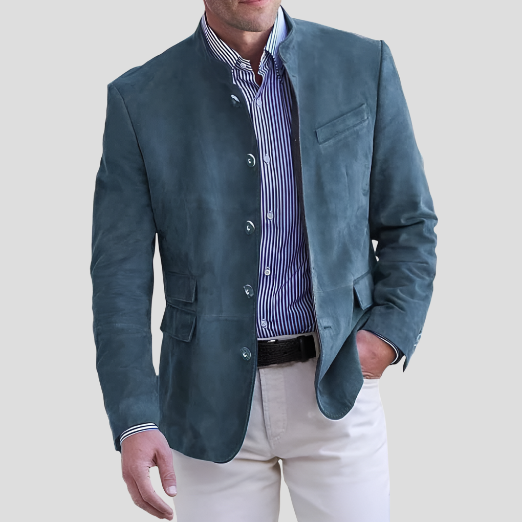 Davy | Men's Mandarin Collar Blazer with Button Front