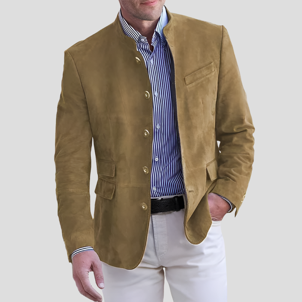 Davy | Men's Mandarin Collar Blazer with Button Front