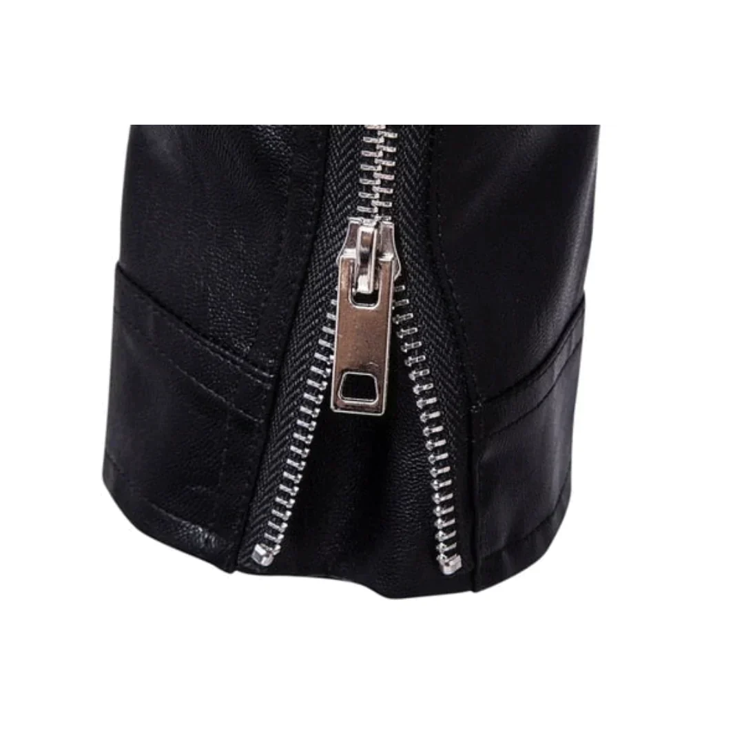 Davy | Men's Moto Jacket with Belt and Diagonal Zipper