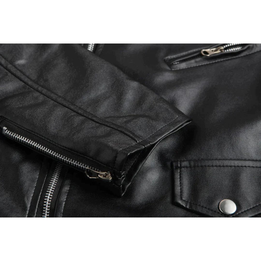 Davy | Men's Moto Jacket with Belt and Diagonal Zipper