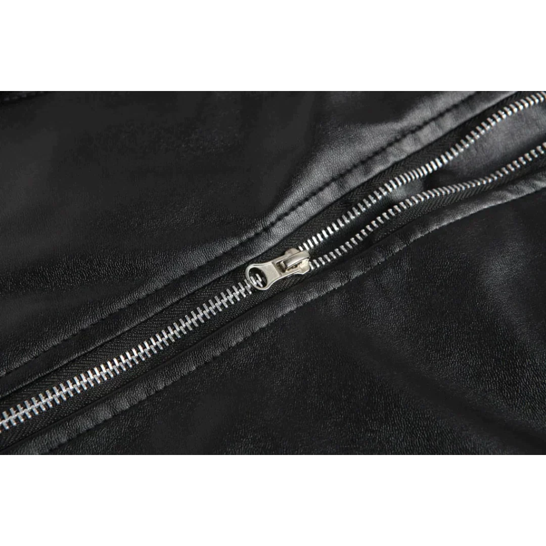 Davy | Men's Moto Jacket with Belt and Diagonal Zipper