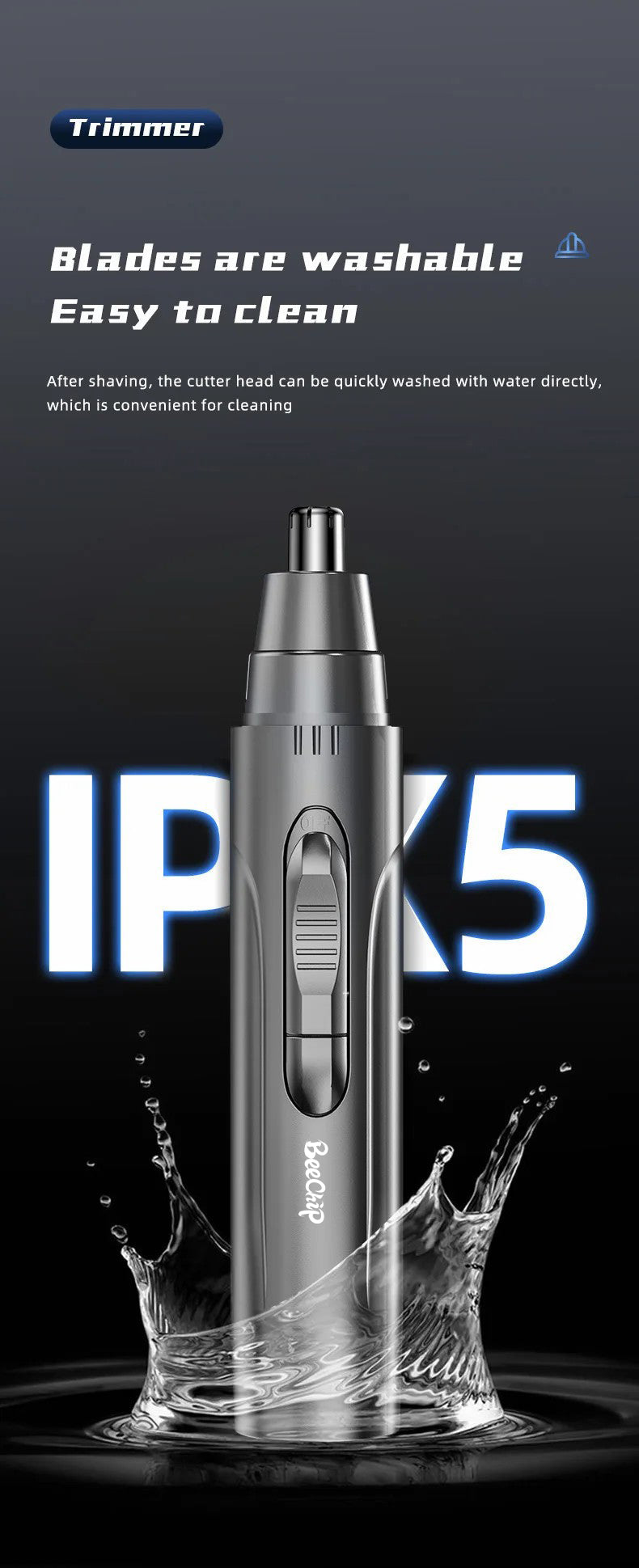 Davy | Precision Rotary Ear and Nose Hair Trimmer for Men