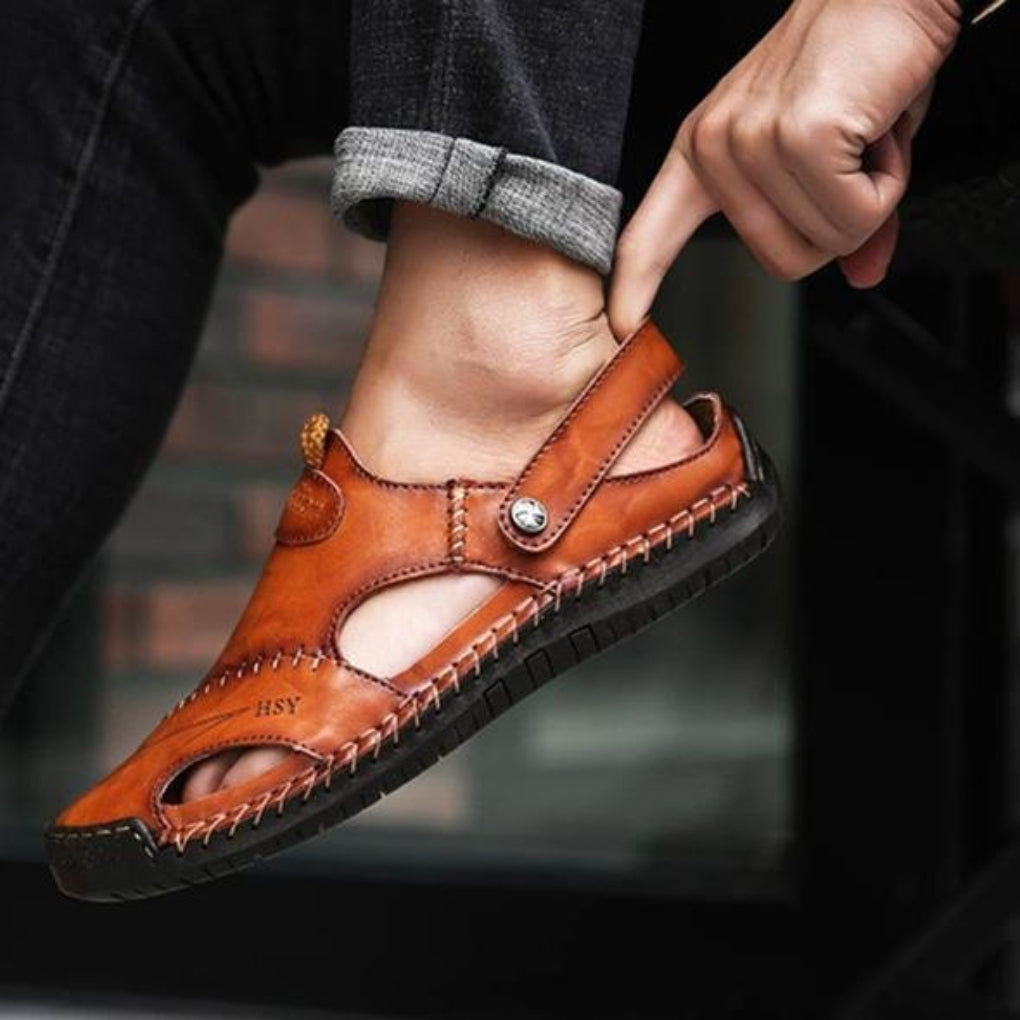 Davy | Men's Leather Slingback Sandals with Airflow Design