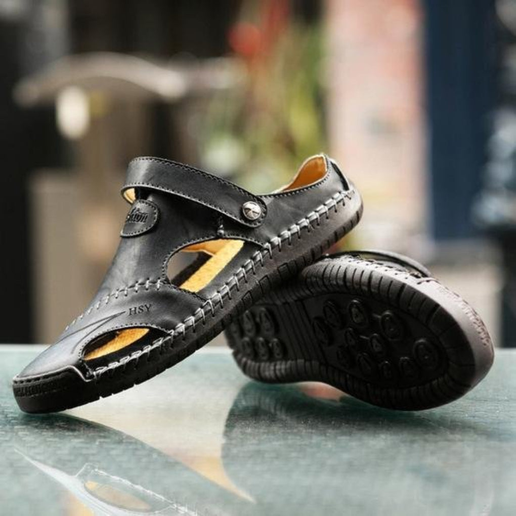 Davy | Men's Leather Slingback Sandals with Airflow Design