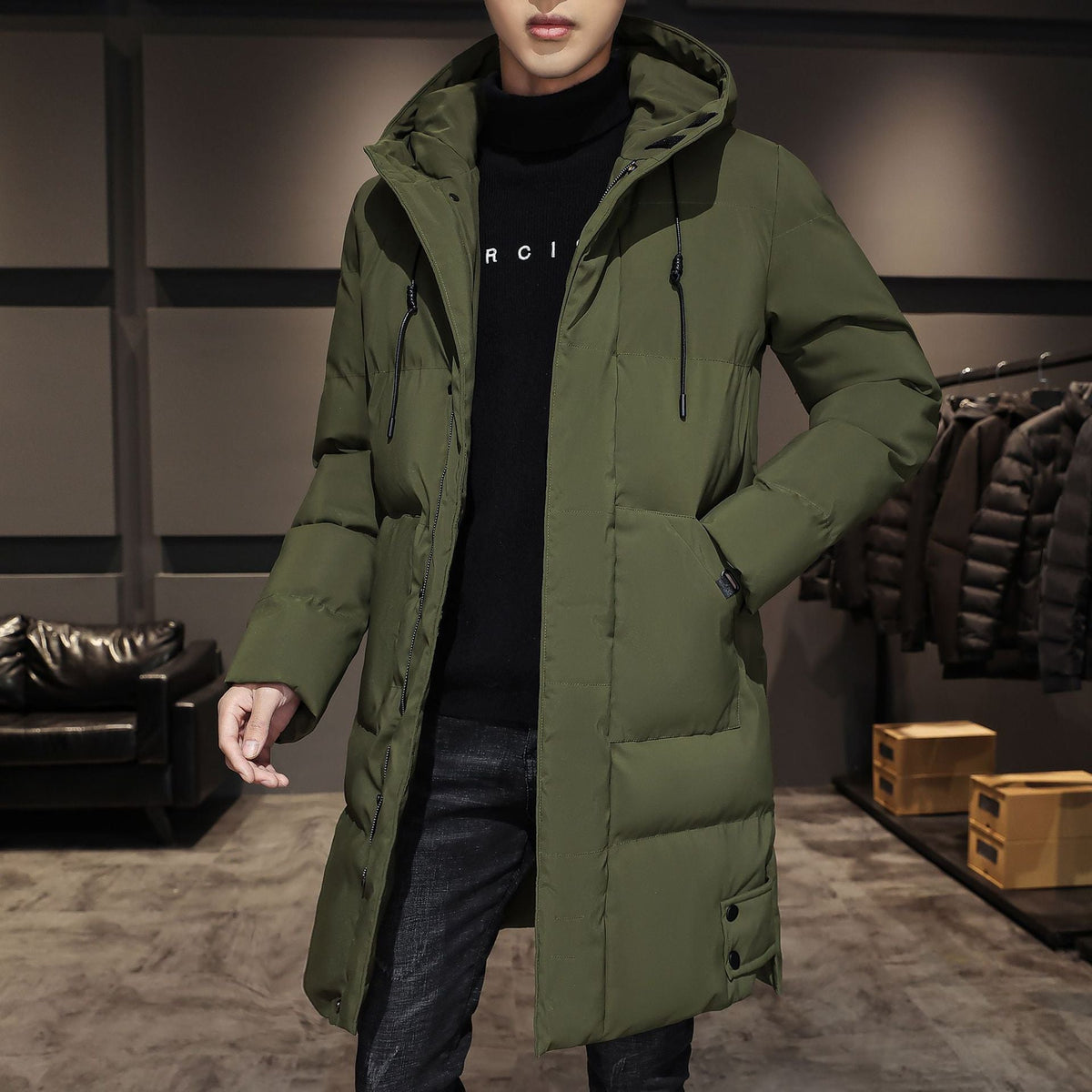 Men's Insulated Hooded Parka for Cold Weather