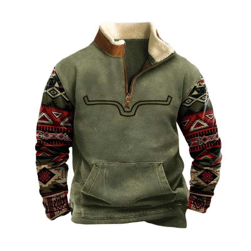 Men's Cozy Patterned Half-Zip Pullover