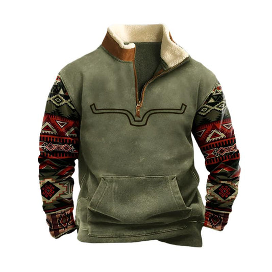 Men's Cozy Patterned Half-Zip Pullover