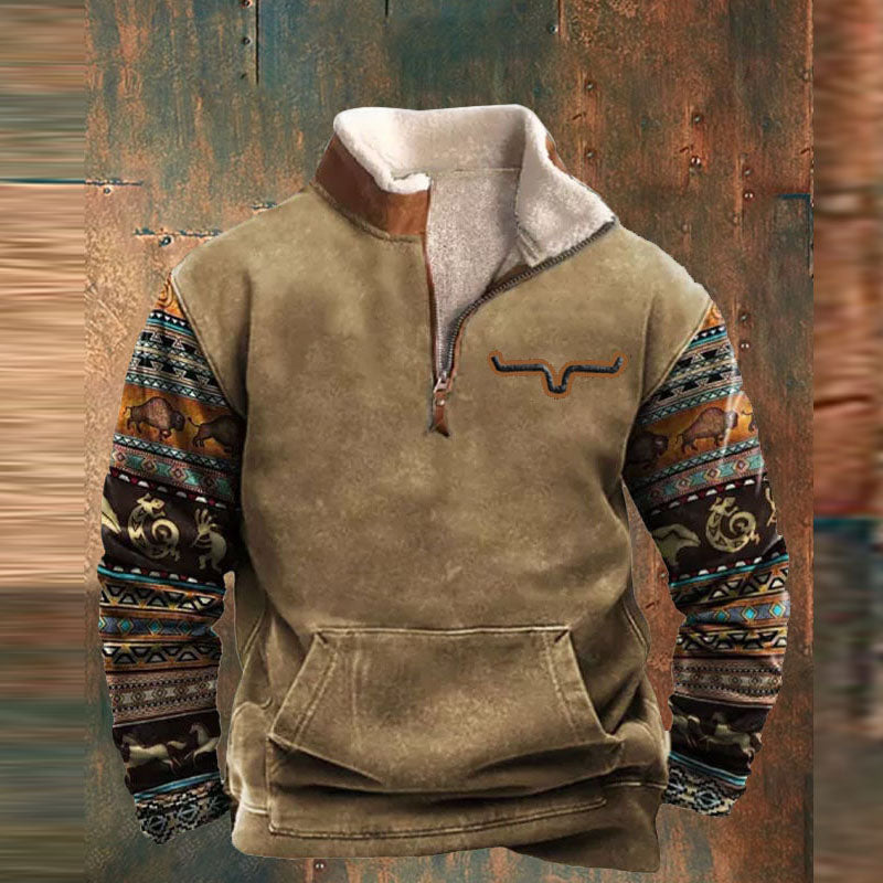 Men's Cozy Patterned Half-Zip Pullover