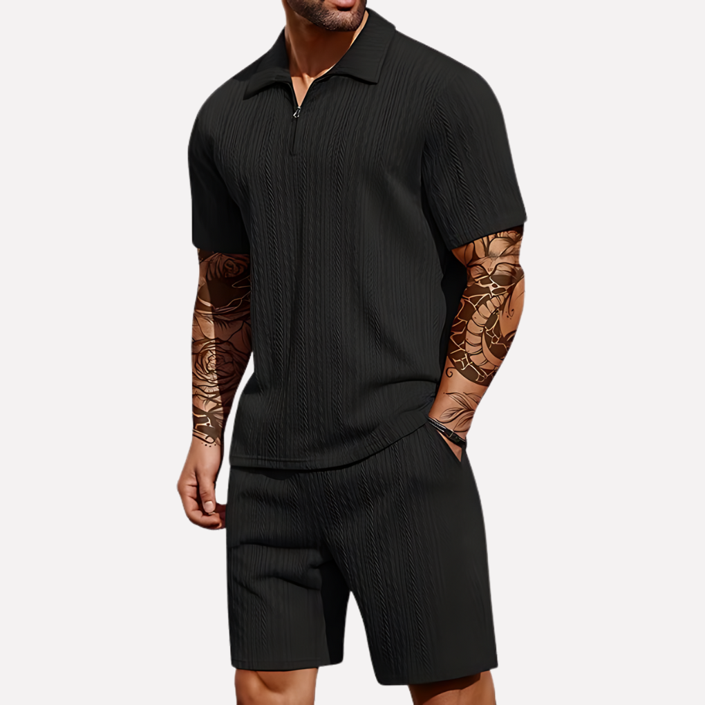 Davy | Men's Casual Polo Shirt & Shorts Twinset