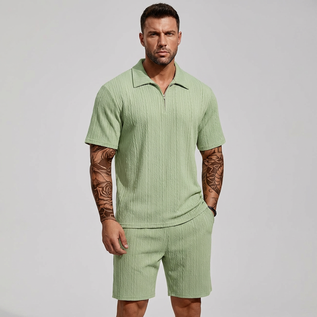 Davy | Men's Casual Polo Shirt & Shorts Twinset