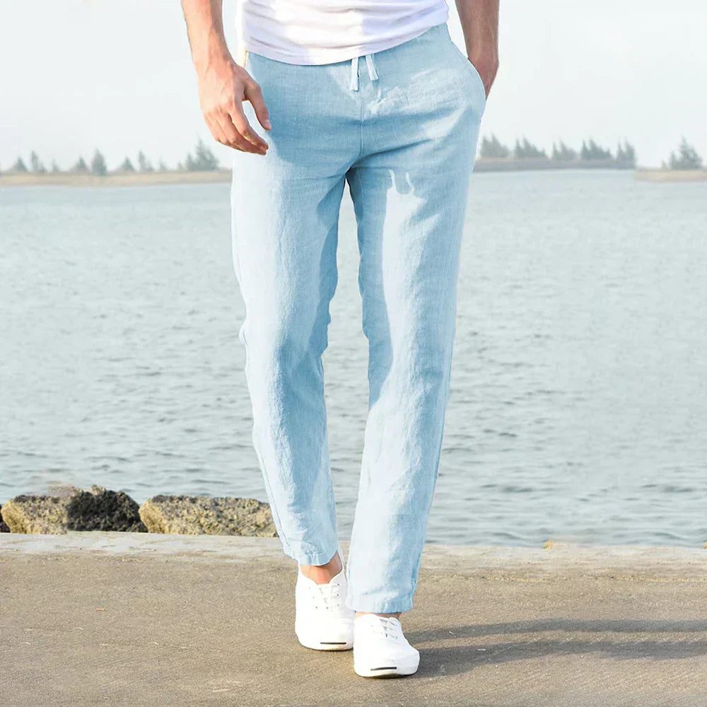 Men's Airy Linen Drawstring Trousers