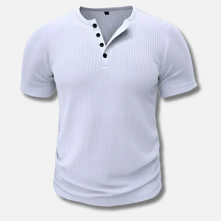 Textured Ribbed Henley T-Shirt
