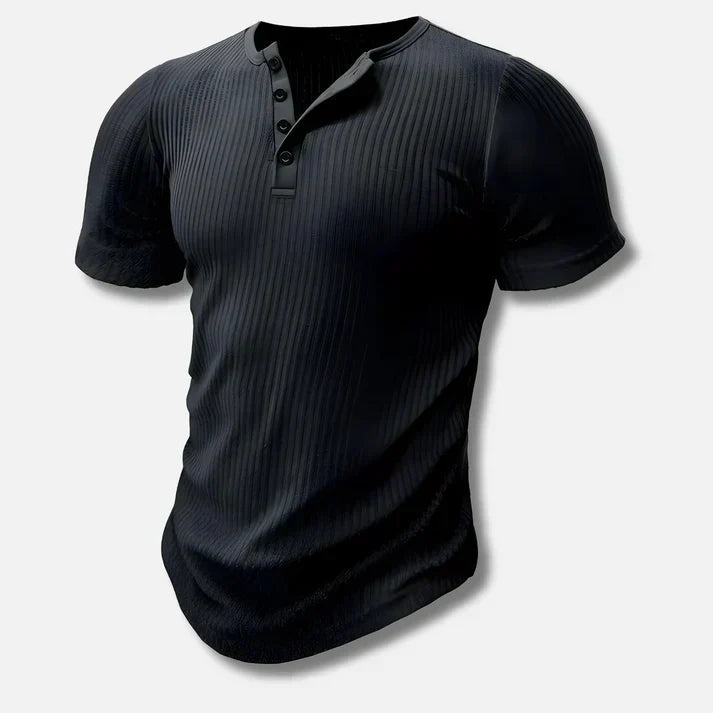 Textured Ribbed Henley T-Shirt