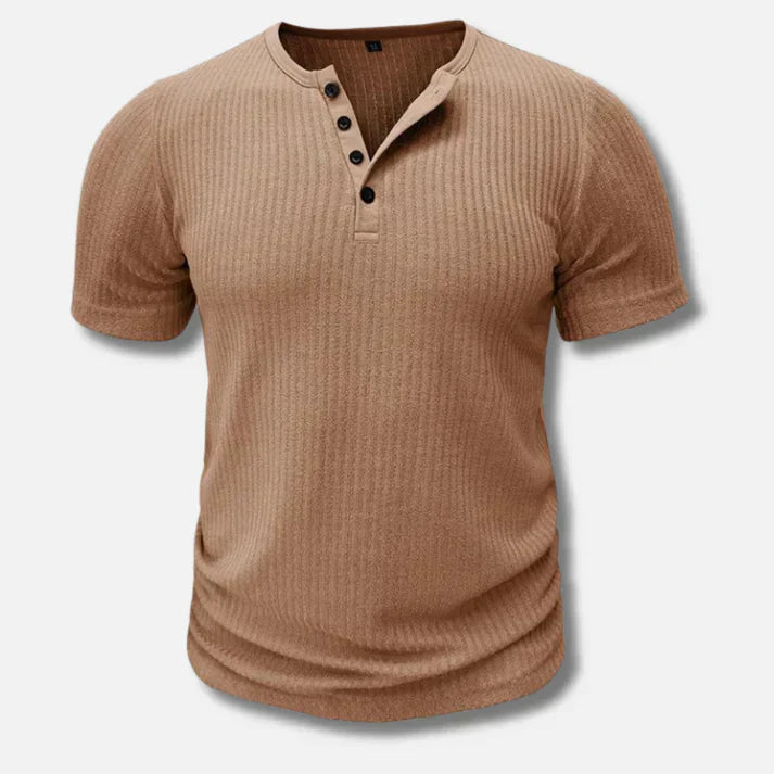 Textured Ribbed Henley T-Shirt