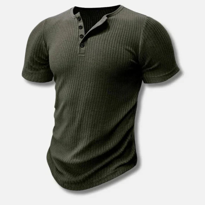 Textured Ribbed Henley T-Shirt