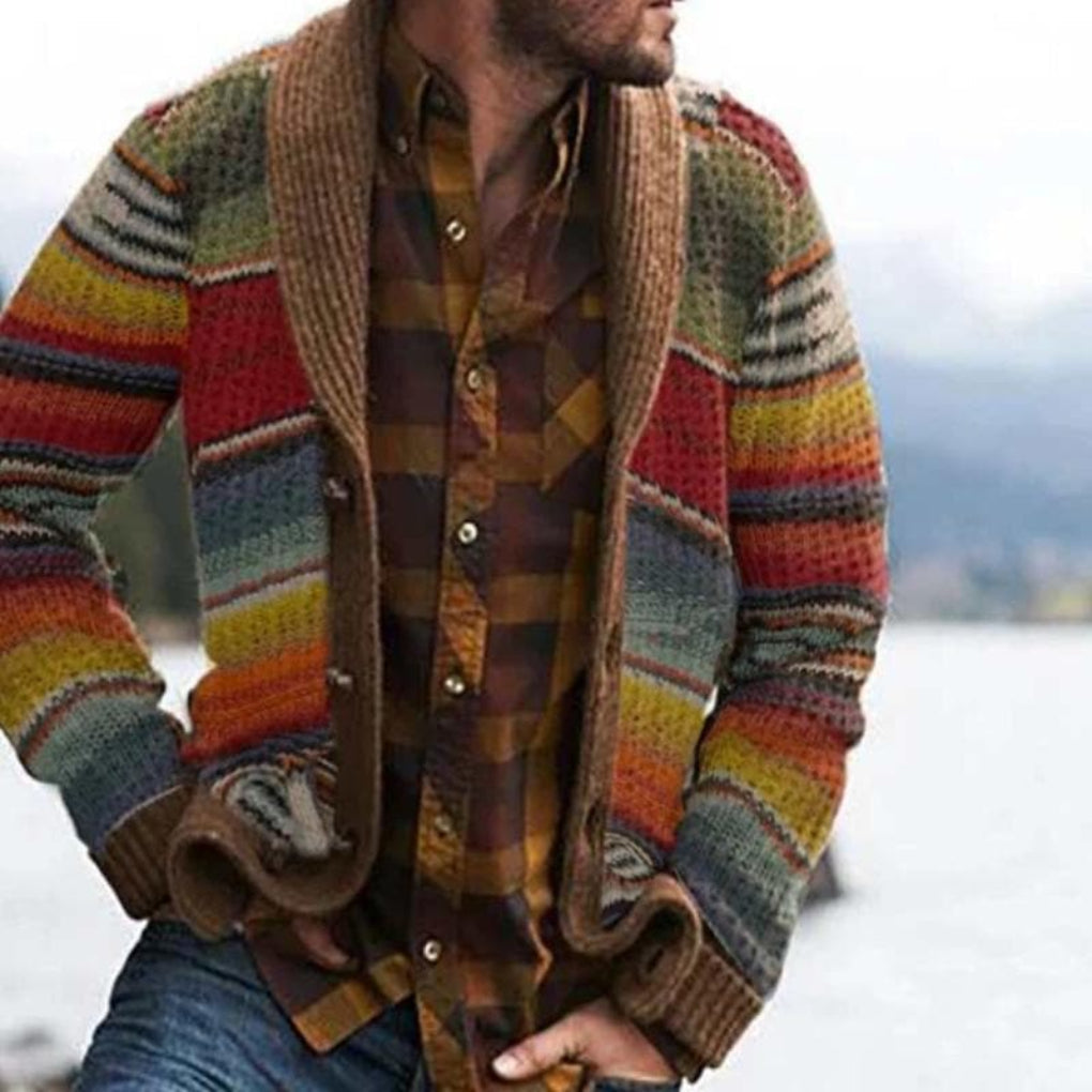 Davy | Striped Knit Cardigan with Shawl Collar