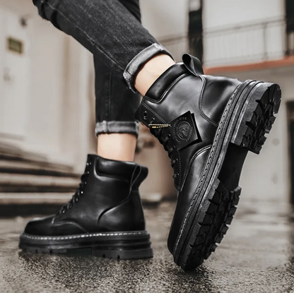 Davy | Men's Lace-Up Leather Boots | Cushioned Footbed | Black