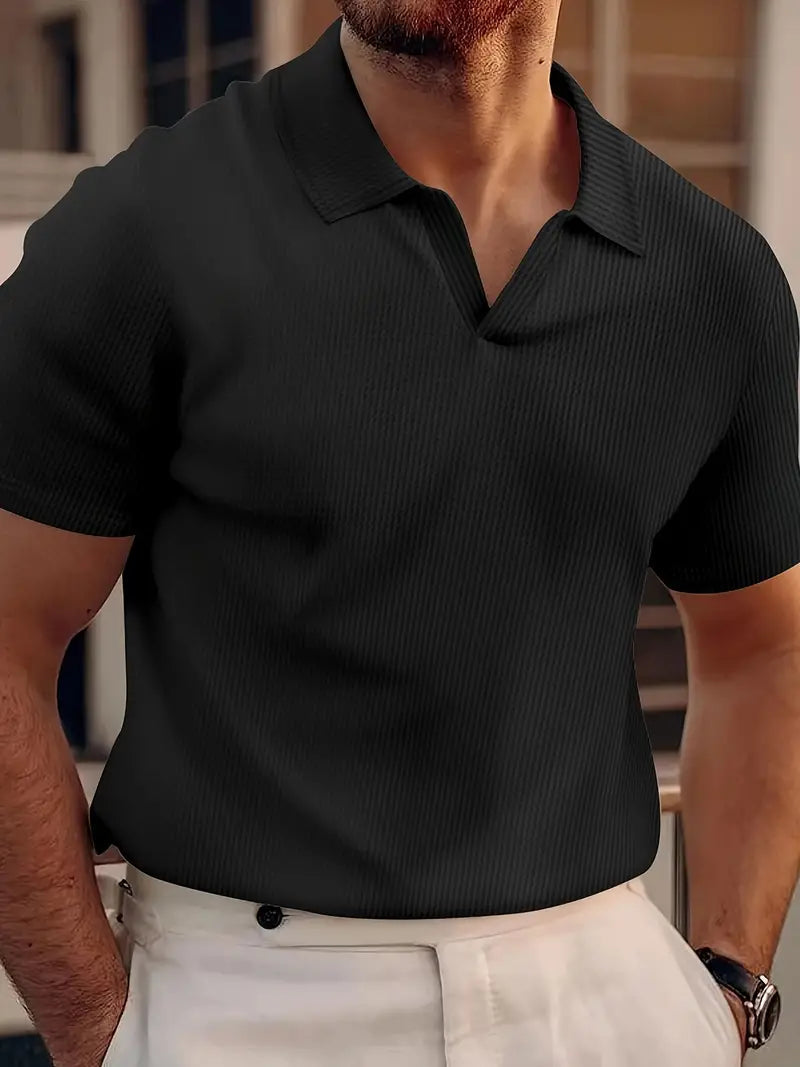 Textured Knit Relaxed Polo Shirt