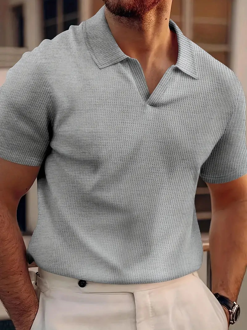 Textured Knit Relaxed Polo Shirt