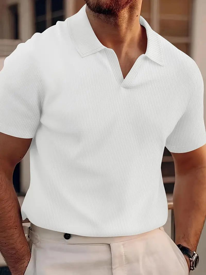 Textured Knit Relaxed Polo Shirt