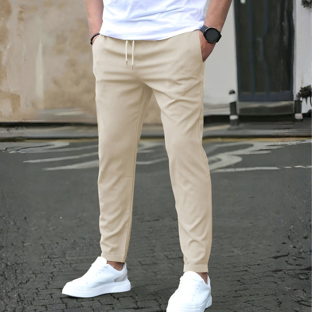 Stretch Chino Pants with Drawstring
