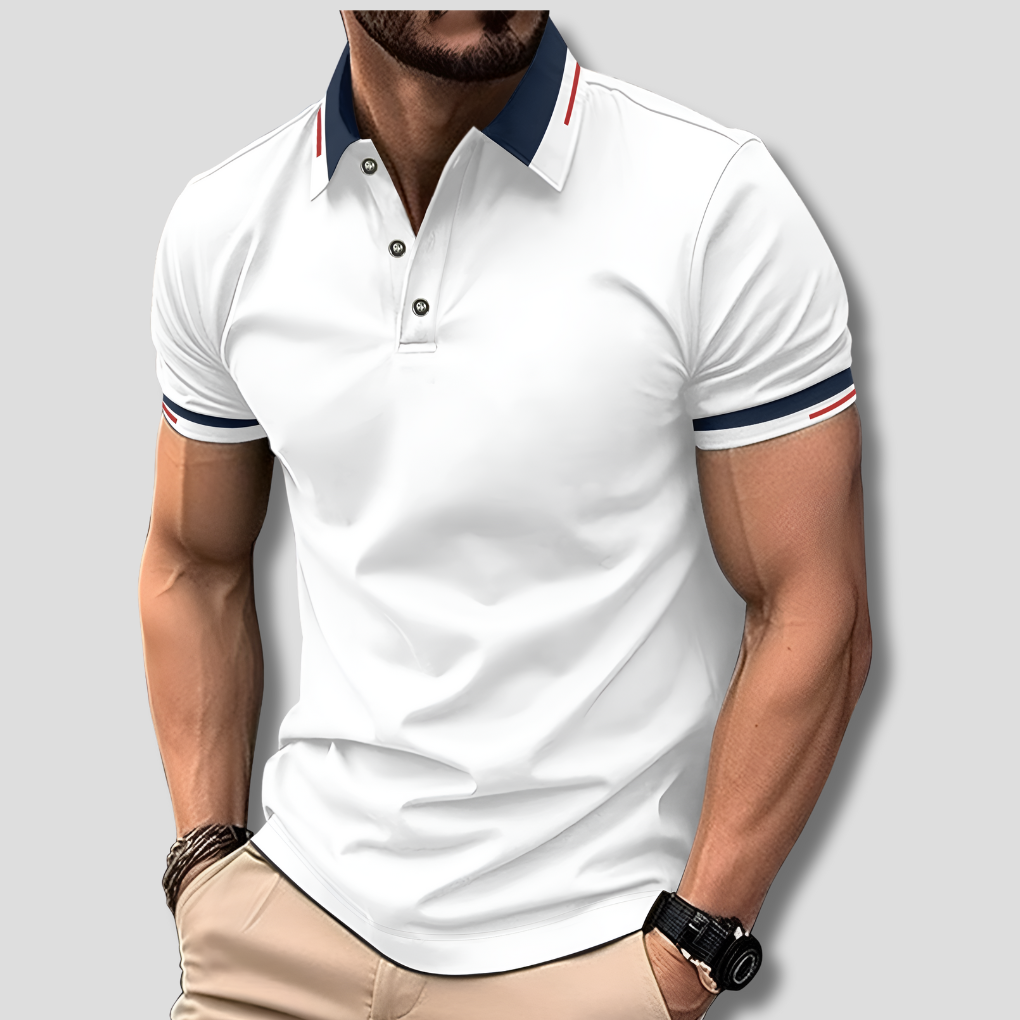 Davy | Striped Collar Versatile Polo Shirt