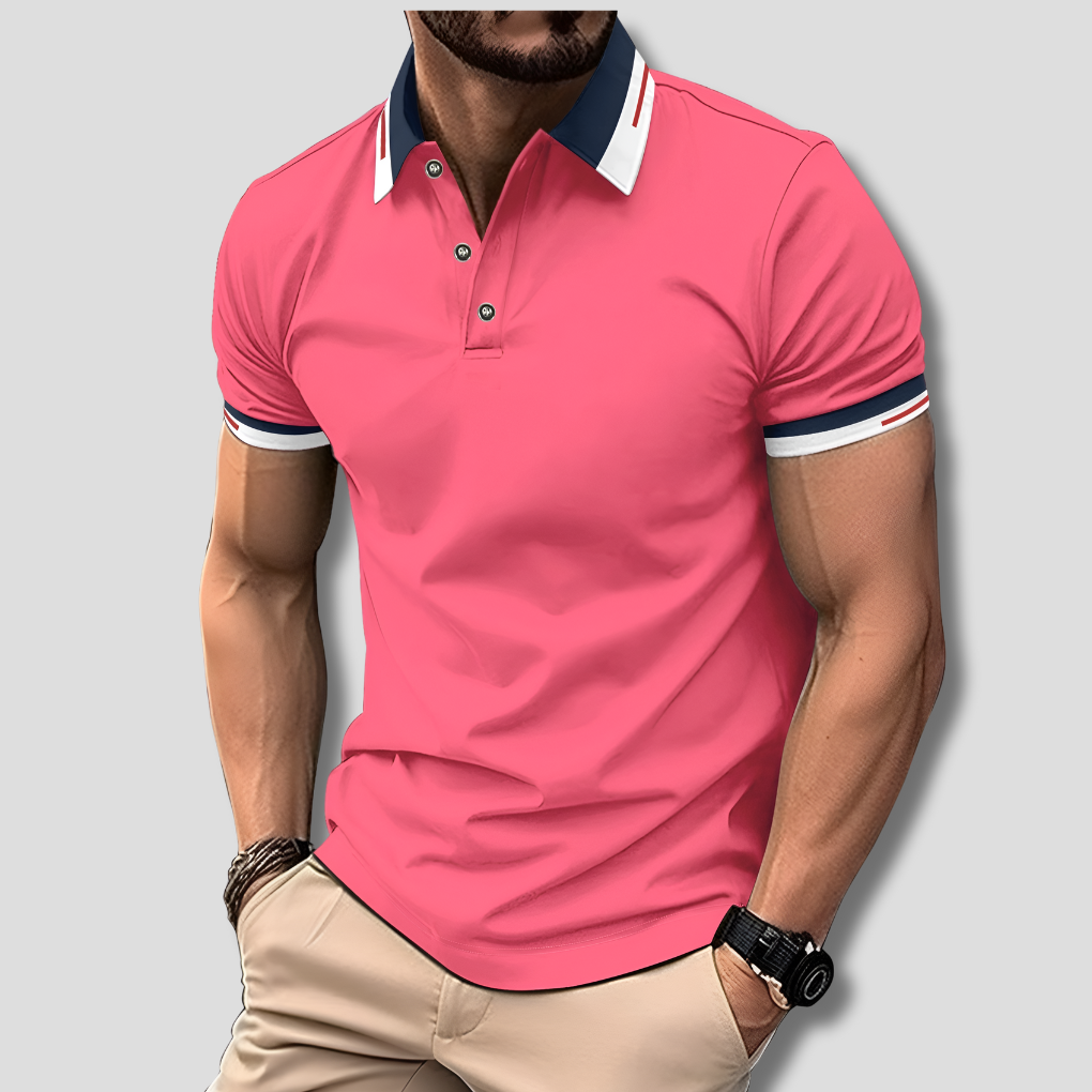 Davy | Striped Collar Versatile Polo Shirt