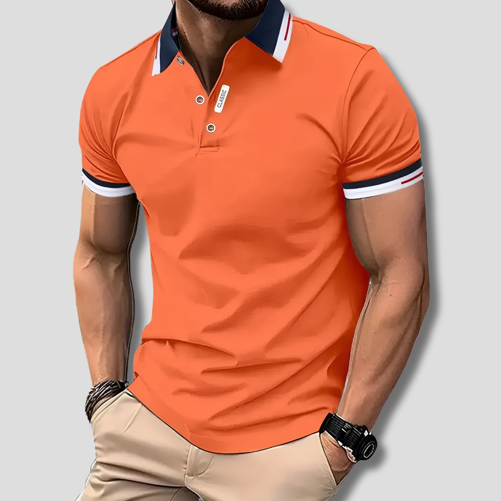 Davy | Striped Collar Versatile Polo Shirt