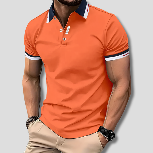Davy | Striped Collar Versatile Polo Shirt
