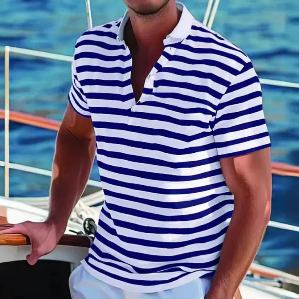 Davy | Men's Striped Short Sleeve Comfortable Fit Polo