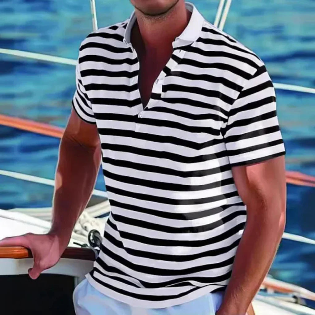 Davy | Men's Striped Short Sleeve Comfortable Fit Polo