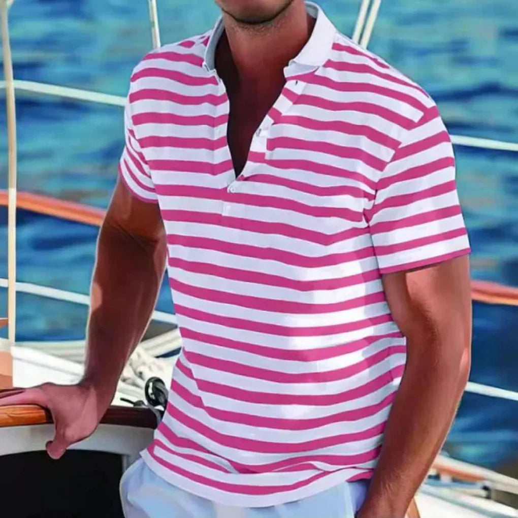 Davy | Men's Striped Short Sleeve Comfortable Fit Polo