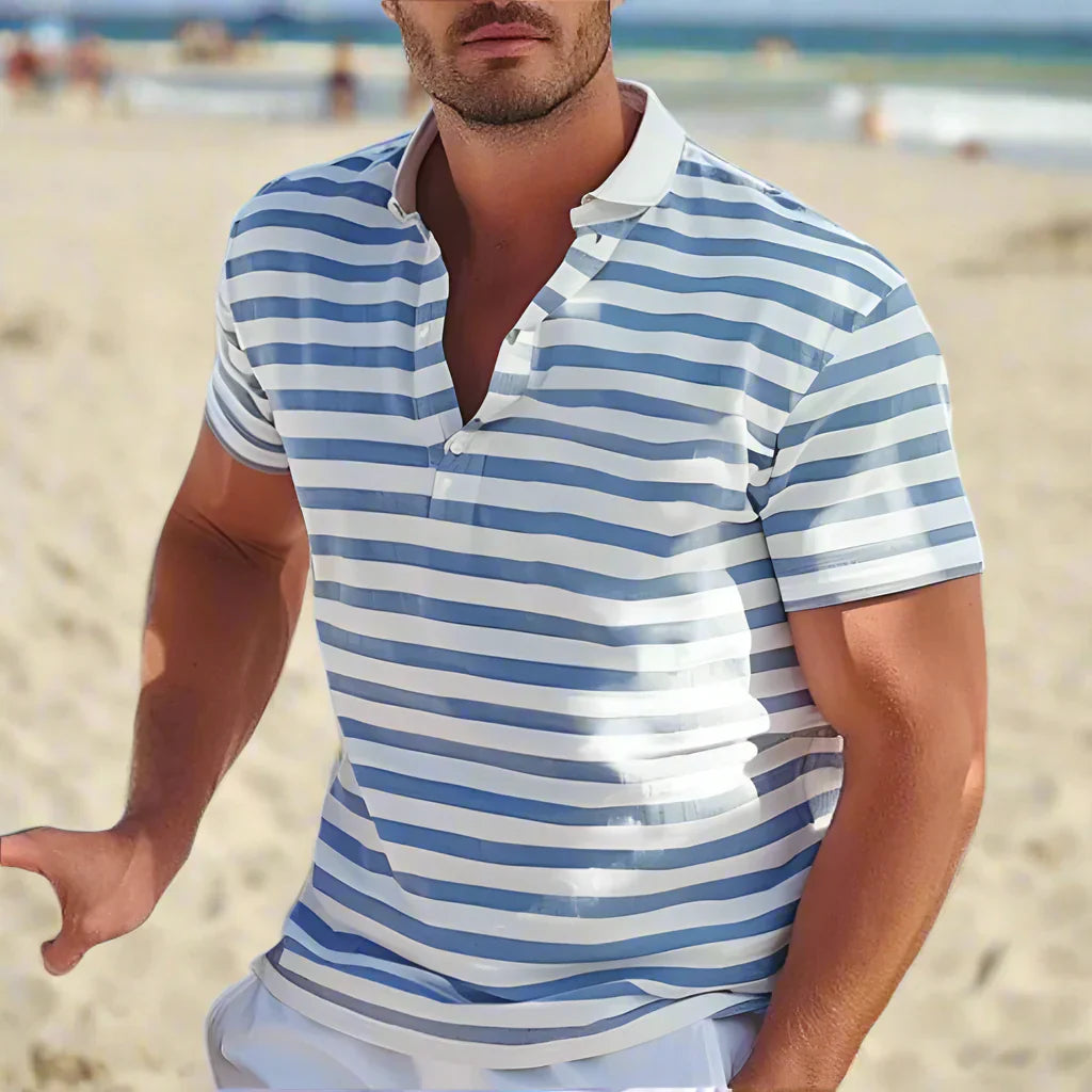 Davy | Men's Striped Short Sleeve Comfortable Fit Polo