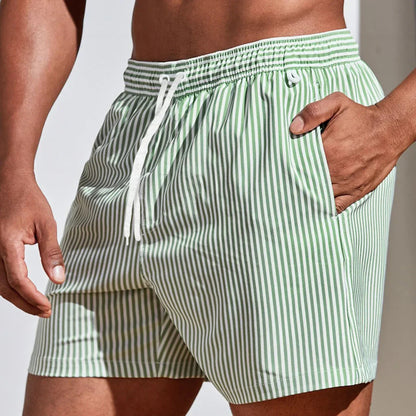 Men's Striped Athletic Swim Shorts