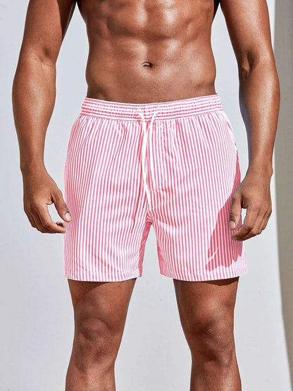 Men's Striped Athletic Swim Shorts