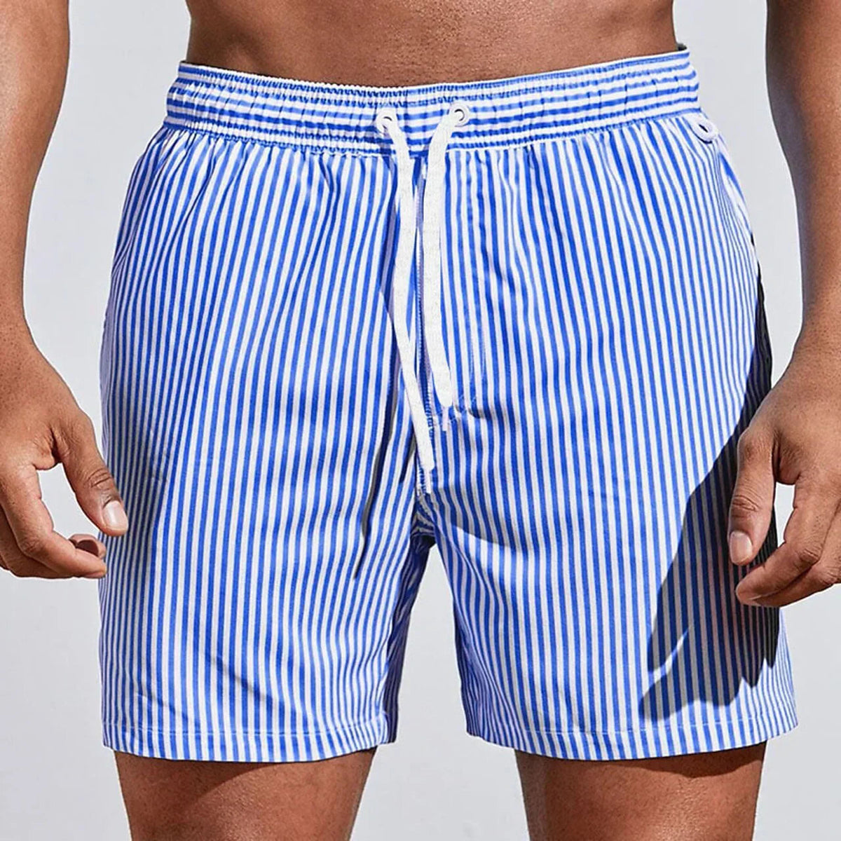 Men's Striped Athletic Swim Shorts