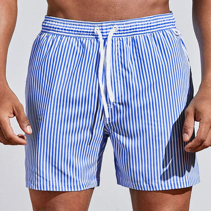 Men's Striped Athletic Swim Shorts