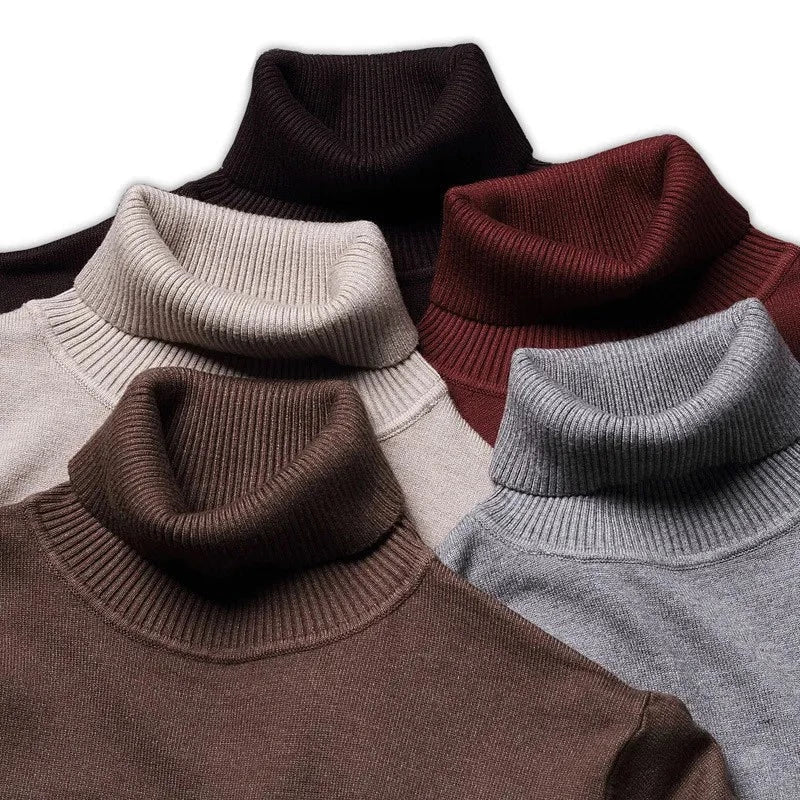 Men's Ribbed Merino Wool Turtleneck Sweater
