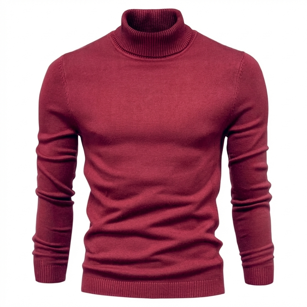 Men's Ribbed Merino Wool Turtleneck Sweater