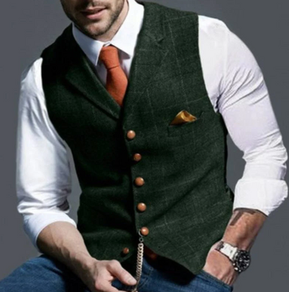 Davy | Textured V-Neck Tweed Vest