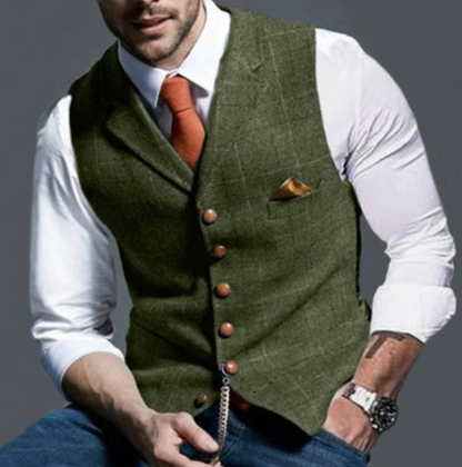 Davy | Textured V-Neck Tweed Vest