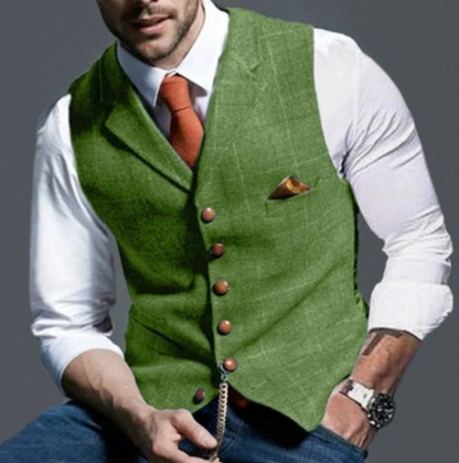 Davy | Textured V-Neck Tweed Vest