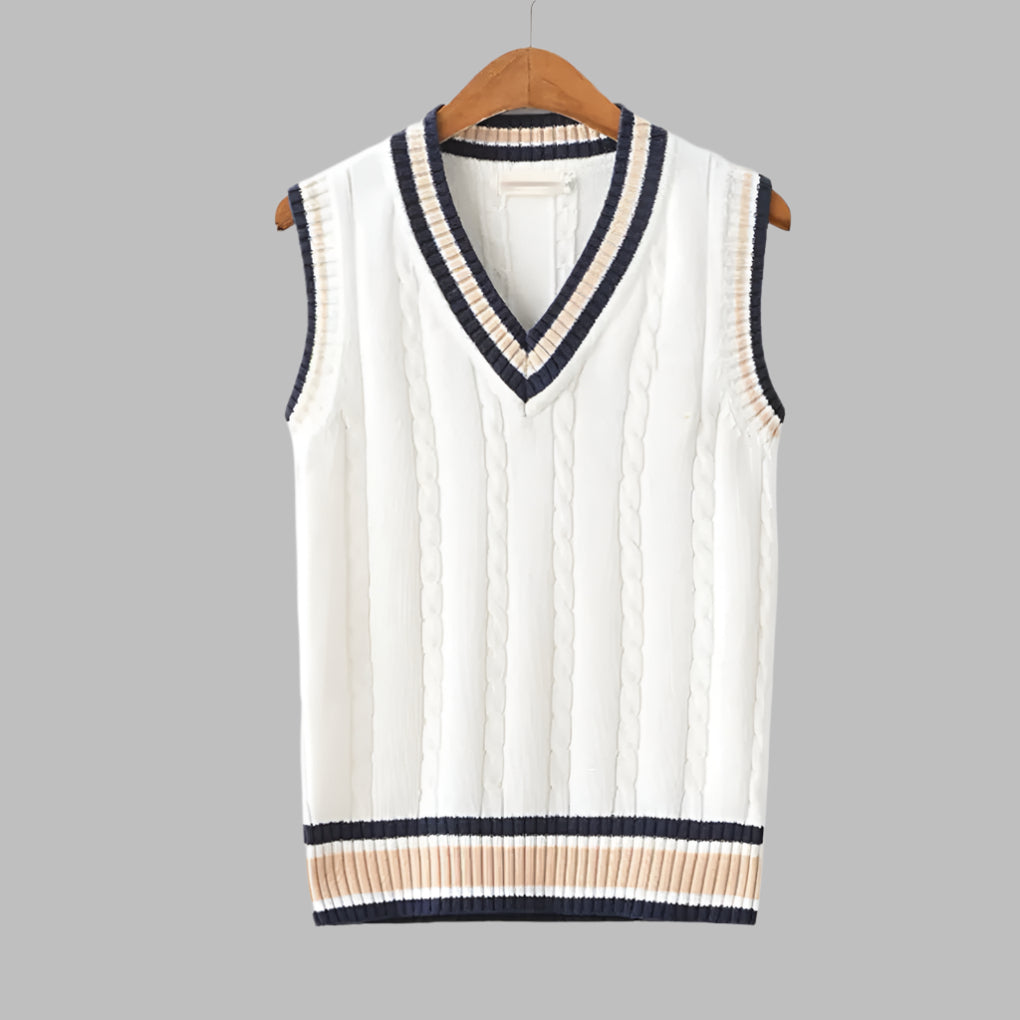 Davy | Men's V-Neck Sweater Vest with Stripes