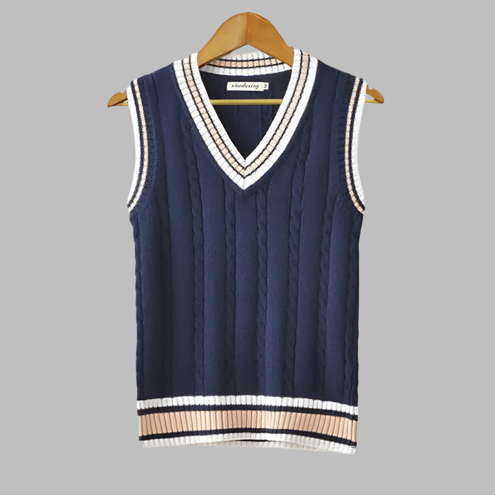 Davy | Men's V-Neck Sweater Vest with Stripes