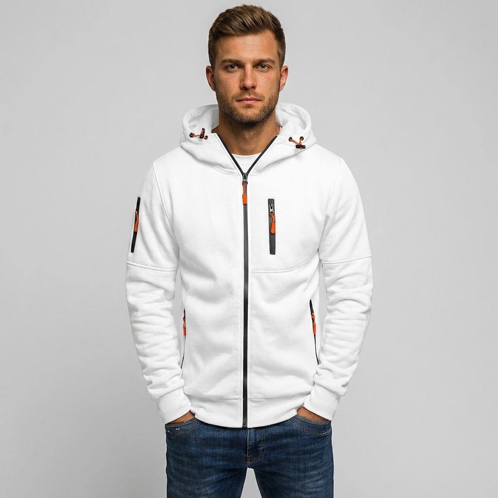 Davy | Men's Comfortable Zip-Up Hoodie with Contrast Accents