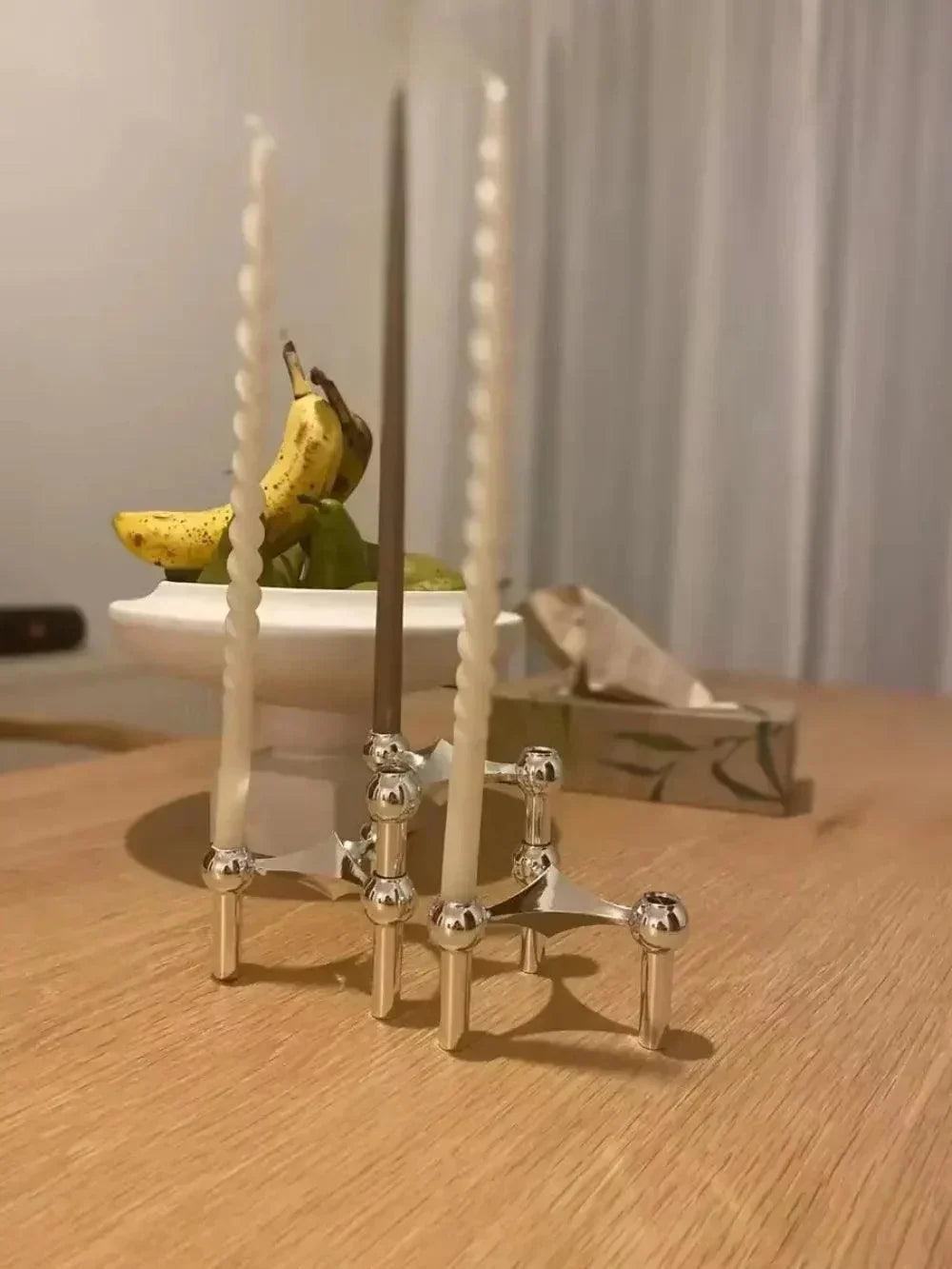 Davy | Metal Candlestick Holder - Atom Design, Tabletop Accent