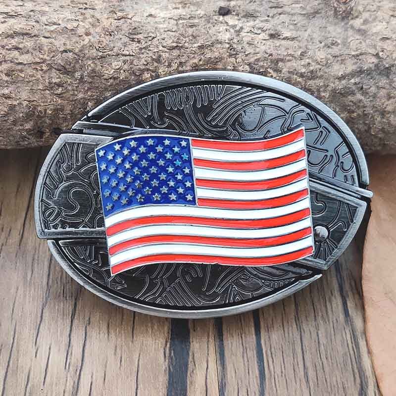 Davy | Oval Bull Skull Belt Buckle with Hidden Tool