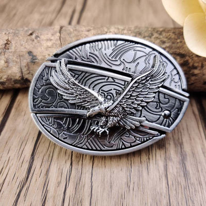 Davy | Oval Bull Skull Belt Buckle with Hidden Tool